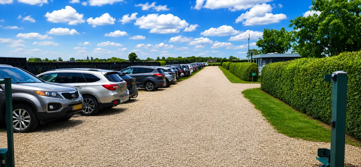 Parkeerplaats met geparkeerde auto's