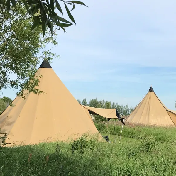 24.c Tipis in het veld camping Friesland